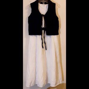Girls Size 6 Children's Place Black Velvet Vest White Preppy Modest Maxi Dress